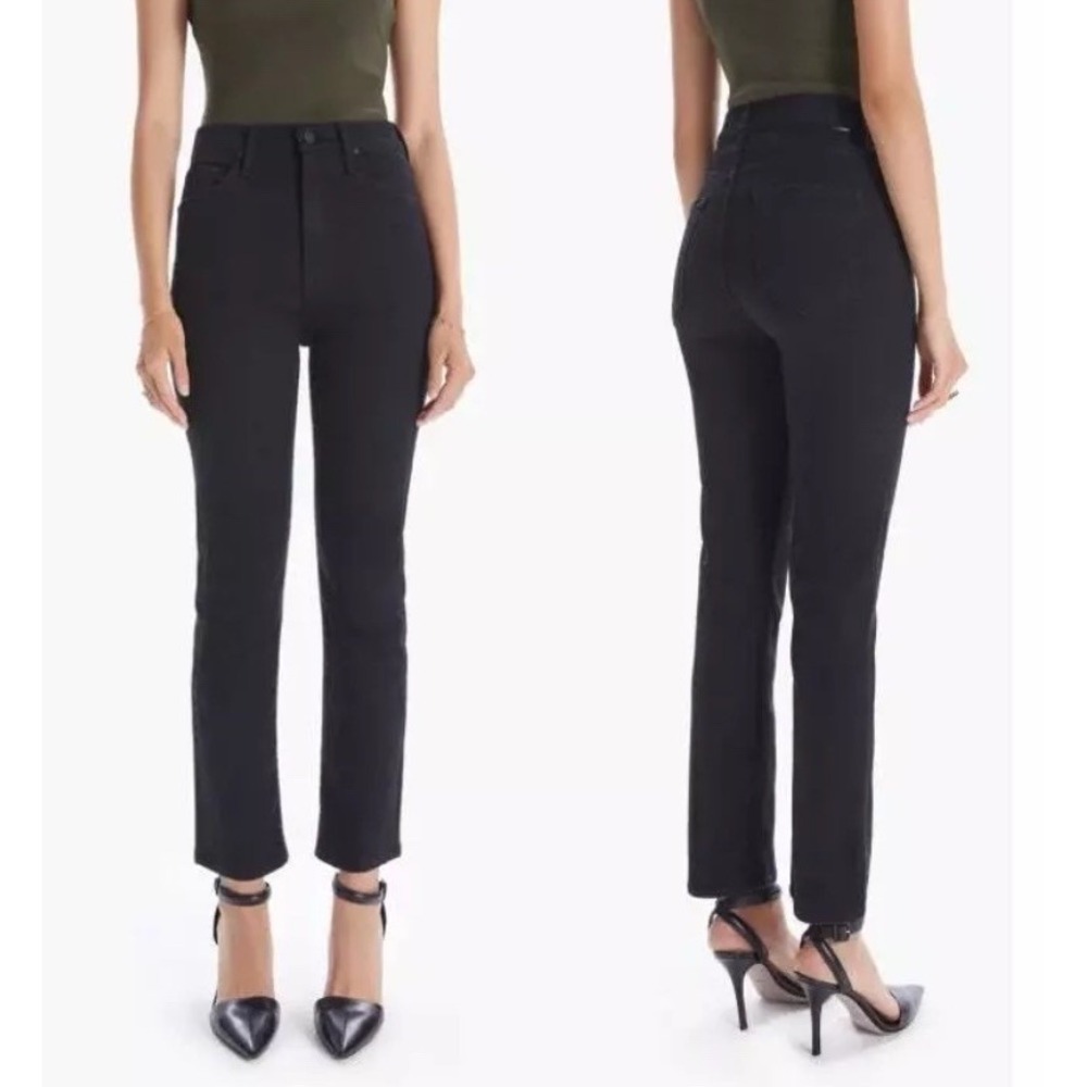 Mother Jeans Women's 32 High Waisted Rider Ankle‎ Not Guilty Black Loose Fit Y2K